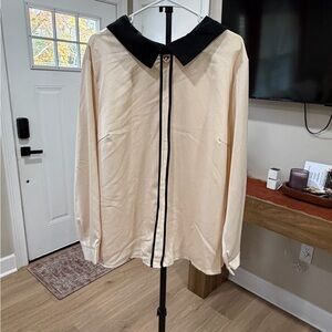 SHEIN Black and Cream Blouse